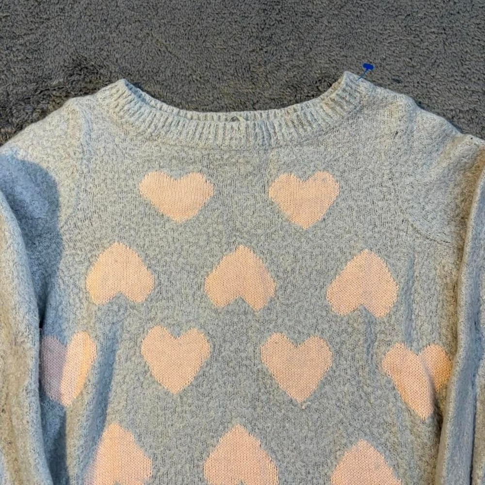 Lauren Conrad Cute‎ Preppy Grey and Pink Hearts Sweater